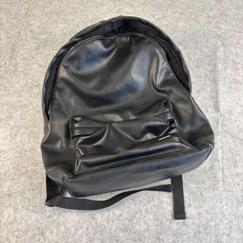 Pull&Bear Faux Leather URBAN Laptop Backpack 16" x 16" Black - FLAWED